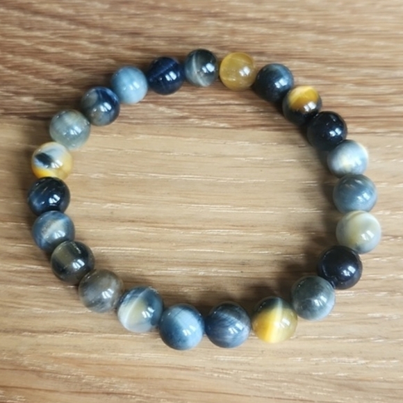 Hand Crafted Jewelry - SOLD Golden Blue Tiger Eye Gemstone Beads Bracelet